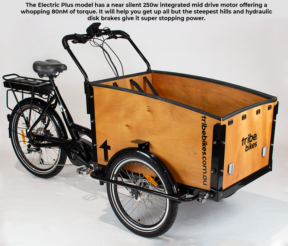 Electric Cargo Family Trike Bike Tribe Original Cargo Trike Electric